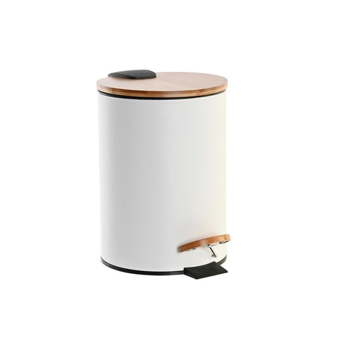 Pedal Trash Bin 3L – White & Natural