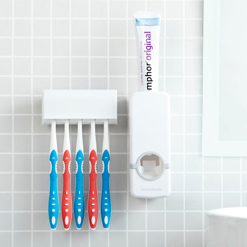Toothpaste Dispenser & Toothbrush Holder