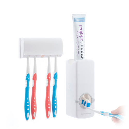 Toothpaste Dispenser & Toothbrush Holder