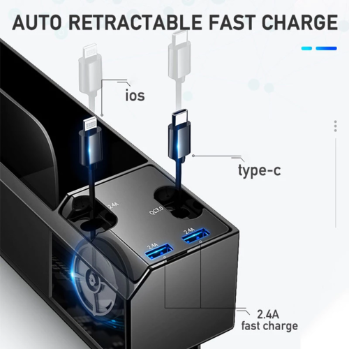 Premium Car Seat Organizer & Phone Charger