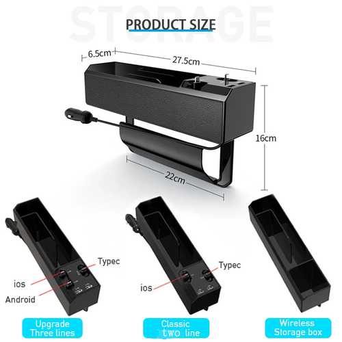 Premium Car Seat Organizer & Phone Charger